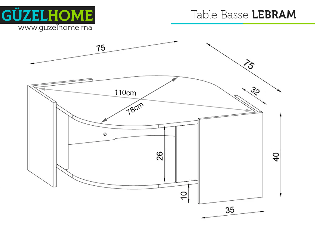 Collection séjour LEBRAM - Table Basse+ 2 tables d'appoint Collection séjour LEBRAM - Table Basse+ 2 tables d'appoint