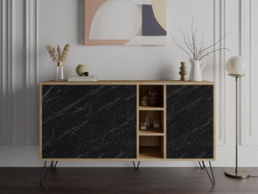 Console Buffet d'entrée CLARA 142 cm - Chêne et effet marbre - Meubles de décoration chez GÜZELHOME Maroc