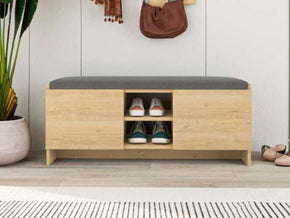 Meuble chaussures ZULLA avec assise - Gris anthracite et Chêne - Meubles de décoration chez GÜZELHOME Meuble chaussures Maroc