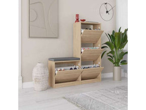 Banc à chaussures DUDE 4 compartiments - chene - Meuble d'entrée - Meubles de décoration chez GÜZELHOME Maroc Casablanca Rabat Tanger Bercane Nadour