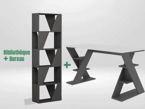 Pack HONEYFRAME - Blanc et Gris Anthracite - Étude et Travail - Meubles de décoration chez GÜZELHOME Maroc