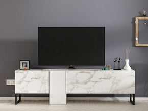 T0016 Meuble TV Marbre Blanc Effet Marbre et Doré Salon et séjour Meubles de décoration chez GÜZELHOME Maroc Casablanca Rabat Tanger Berkane