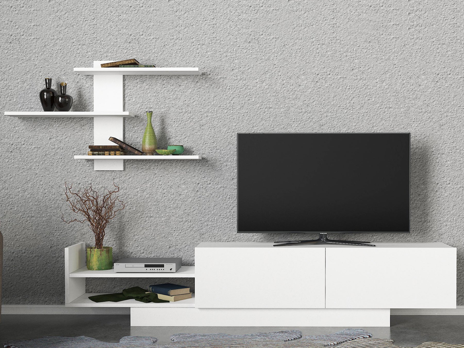 Meuble TV EGEMEN - Blanc Meuble TV EGEMEN - Blanc