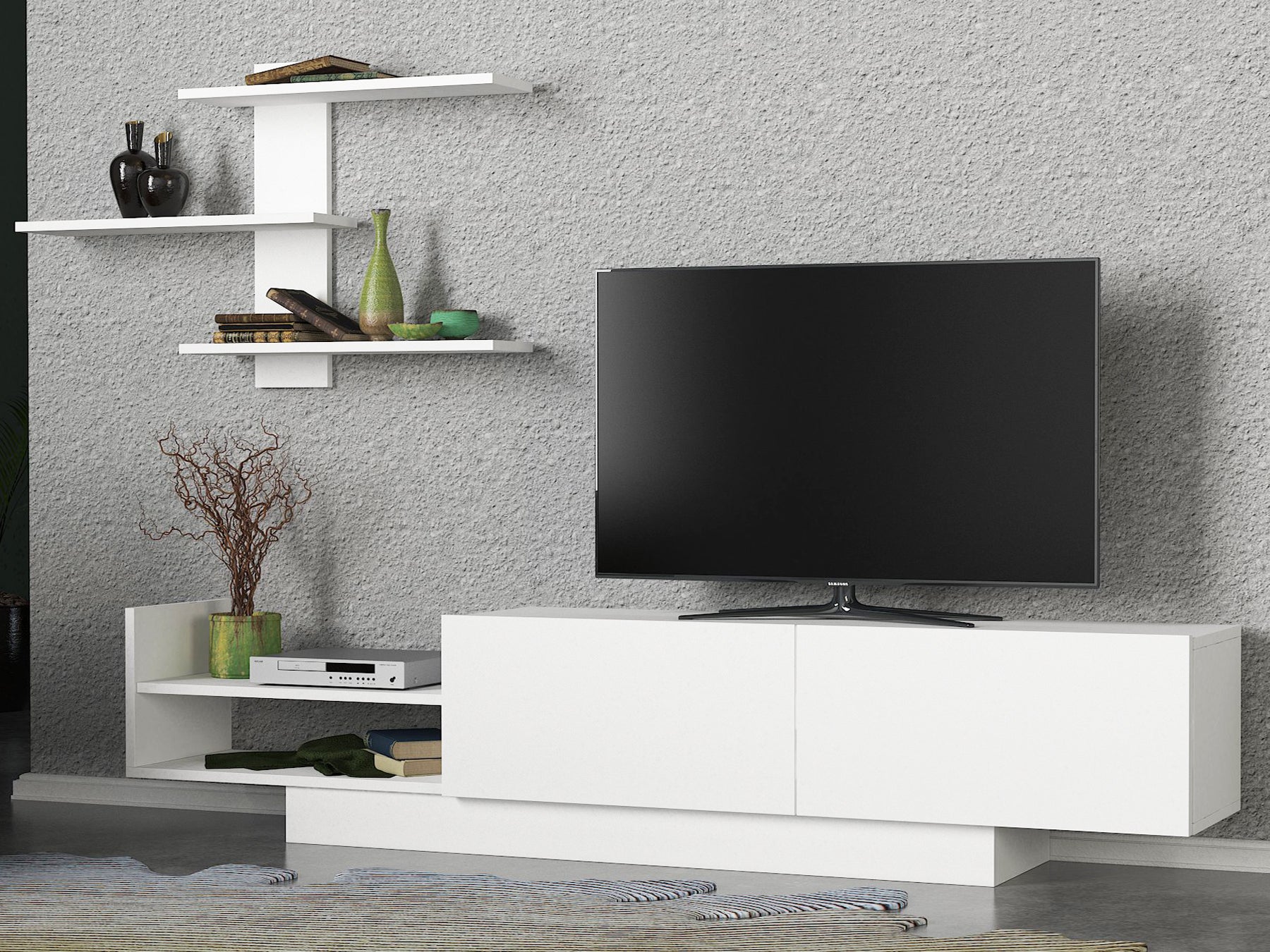 Meuble TV EGEMEN - Blanc Meuble TV EGEMEN - Blanc