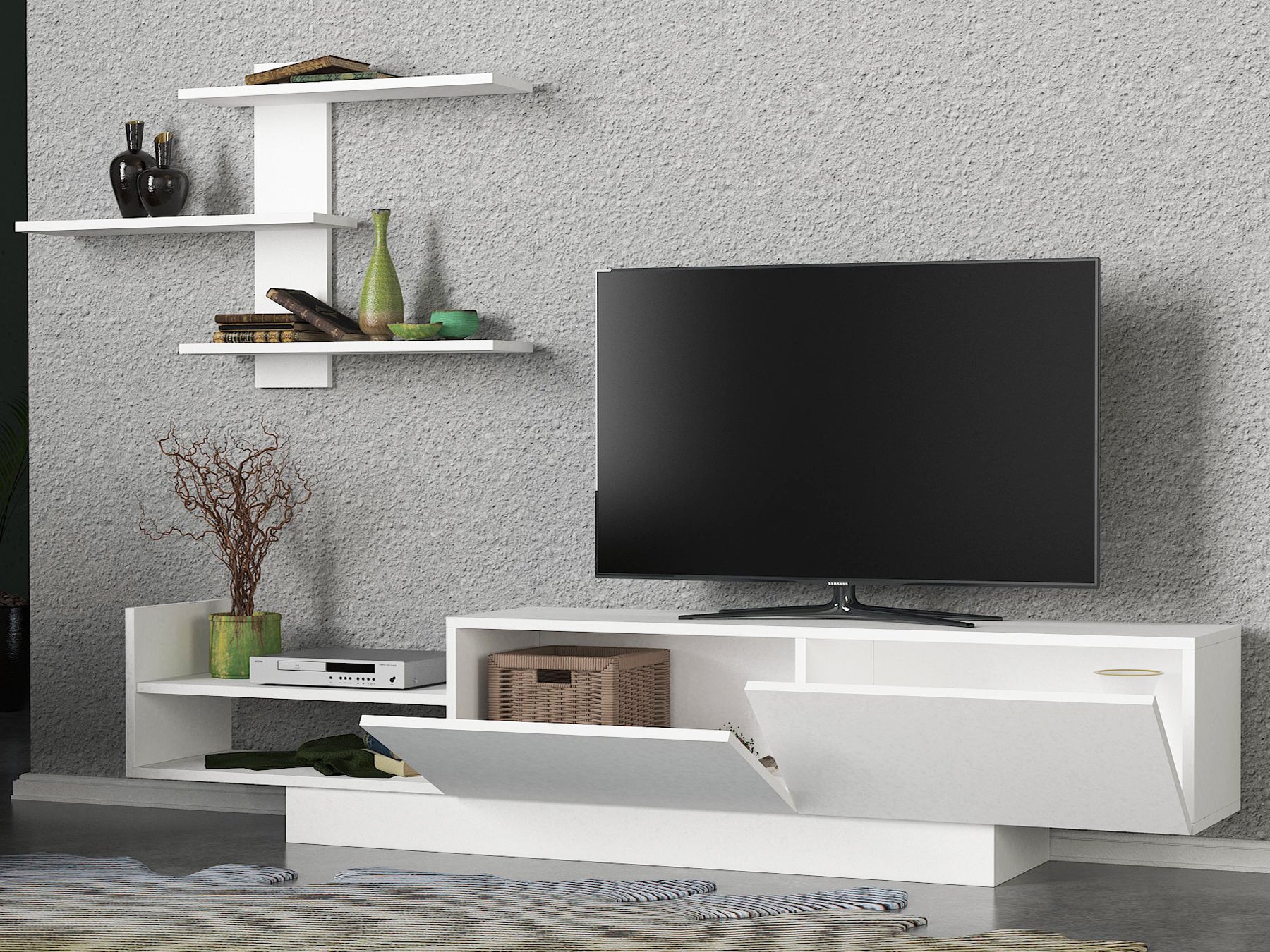 Meuble TV EGEMEN - Blanc Meuble TV EGEMEN - Blanc