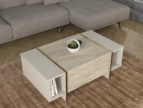 Table basse Veyron - Effet marbre Travertin
