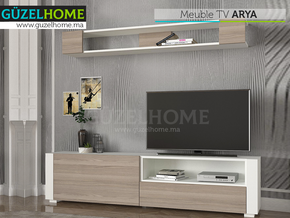 Meuble TV ARYA - Blanc et Gris Cordoba - Meubles de décoration chez GÜZELHOME Maroc