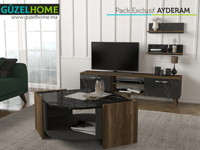Pack Exclusif AYDERAM - Meuble TV avec 2 Étagères et Table Basse - Meubles de décoration chez GÜZELHOME Maroc