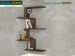 Étagère d'Angle CANIKO - Noyer - Meubles de décoration chez GÜZELHOME Maroc