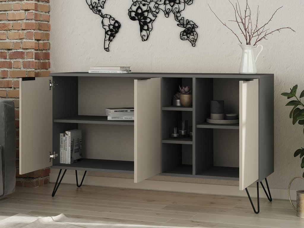 Console Buffet d'entrée CLARA 142 cm - Gris Anthracite et Light Mocha Console Buffet d'entrée CLARA 142 cm - Gris Anthracite et Light Mocha