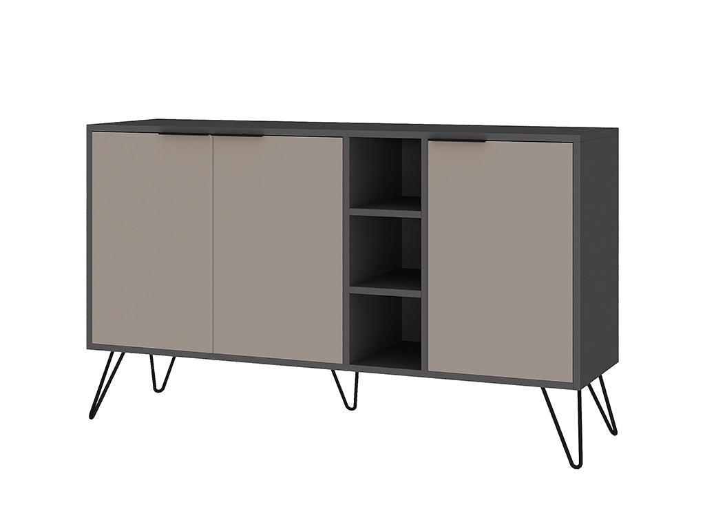 Console Buffet d'entrée CLARA 142 cm - Gris Anthracite et Light Mocha Console Buffet d'entrée CLARA 142 cm - Gris Anthracite et Light Mocha