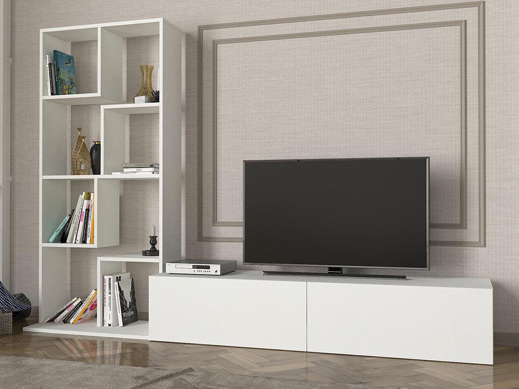 Meuble TV COBIE 220 cm - Blanc - Salon et séjour Meuble TV COBIE 220 cm - Blanc - Salon et séjour