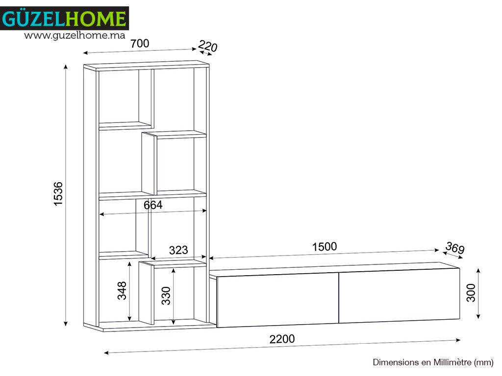 Meuble TV COBIE 220 cm - Blanc - Salon et séjour Meuble TV COBIE 220 cm - Blanc - Salon et séjour