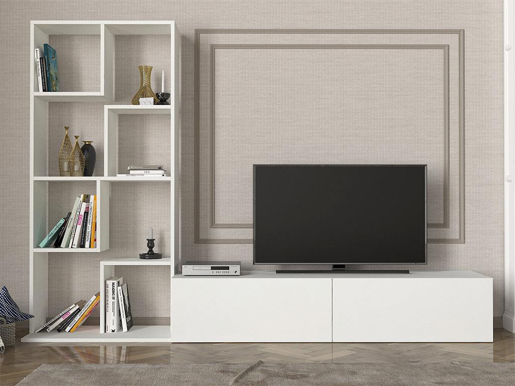 Meuble TV COBIE 220 cm - Blanc - Salon et séjour Meuble TV COBIE 220 cm - Blanc - Salon et séjour