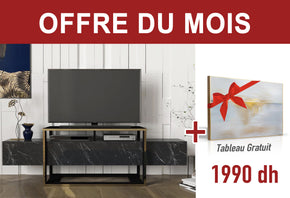 BIANCO Meuble TV + Tableau gratuit - GÜZELHOME