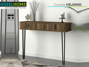 Console HELSINKII 120cm - Noyer et Noir - Ameublement d'intérieur Maroc - Meubles de décoration chez GÜZELHOME Maroc