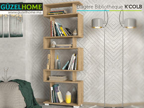Étagère Bibliothèque BLOCK - Effet Chêne - Ameublement d'intérieur - Meubles de décoration chez GÜZELHOME Maroc