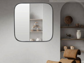 Miroir décoratif carré - cadre en métal noir - Meubles de décoration chez GÜZELHOME Maroc
