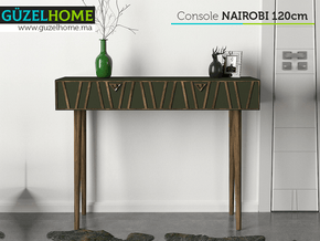 Console NAIROUBI - Vert militaire et Noyer - Ameublement Maroc - Meubles de décoration chez GÜZELHOME Maroc