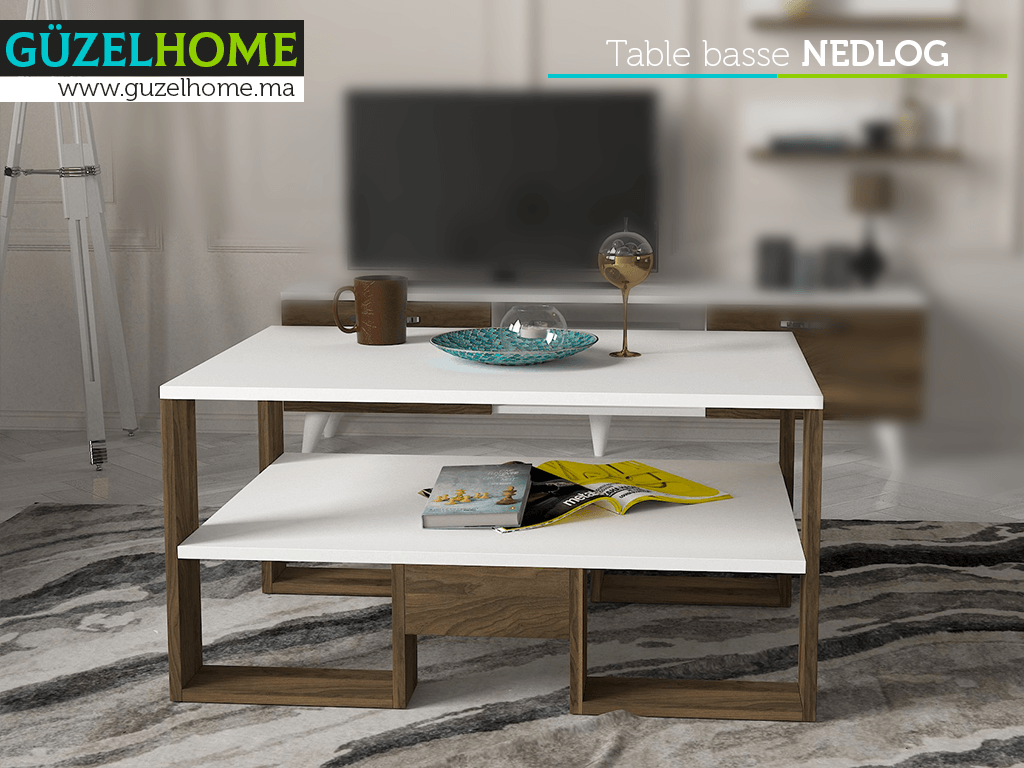 Table Basse NEDLOG - Noyer et Blanc Table Basse NEDLOG - Noyer et Blanc