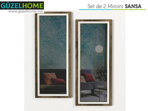 Set de 2 Miroirs SANSA avec encadrement en bois - Entrée et séjour - Meubles de décoration chez GÜZELHOME Maroc