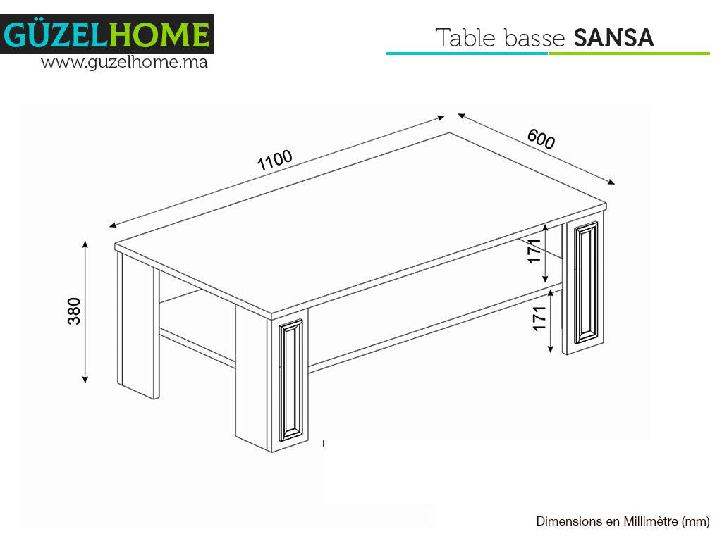 Table Basse SANSA - Blanc, Noyer et doré - Salon et Séjour Table Basse SANSA - Blanc, Noyer et doré - Salon et Séjour
