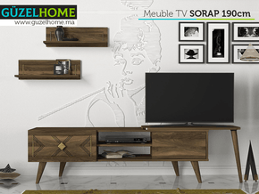 Meuble TV SORAP 190cm - Noyer et Doré - Salon et séjour - Meubles de décoration chez GÜZELHOME Maroc