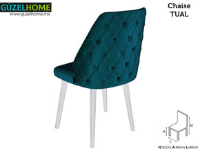 Chaise moderne TUAL - Vert Émeraude Foncé et blanc - Salle à manger - Meubles de décoration chez GÜZELHOME Maroc