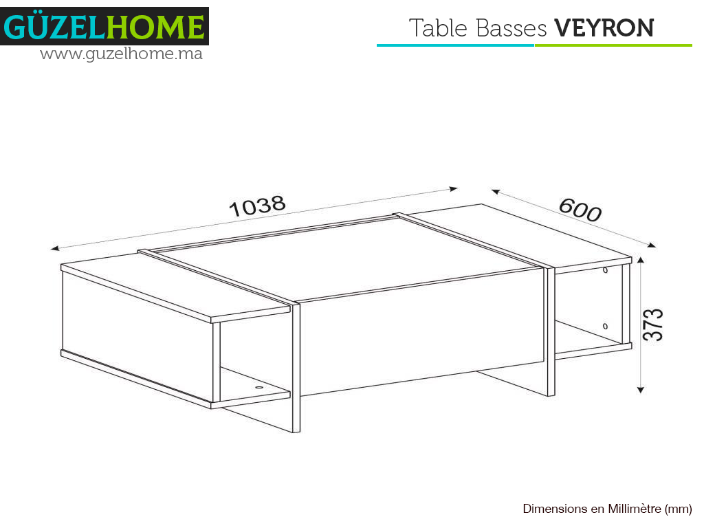 Table Basse VEYRON - Effet Marbre et Noir Charbon Table Basse VEYRON - Effet Marbre et Noir Charbon