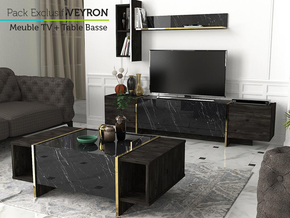 VEYRON Pack Exclusif - Meuble TV et Table Basse - Salon et séjour - Meubles de décoration chez GÜZELHOME Maroc