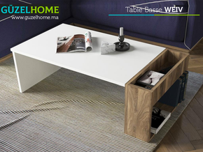 Table Basse WEIV - Noyer et Blanc - Meubles de décoration chez GÜZELHOME Maroc