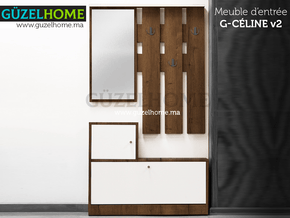 Meuble d'entrée G-CÉLINE v2- Marron Tabac et Blanc - Meubles de décoration chez GÜZELHOME Maroc