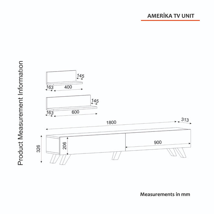 Meuble TV AMERIKA 180cm - Noyer et Blanc