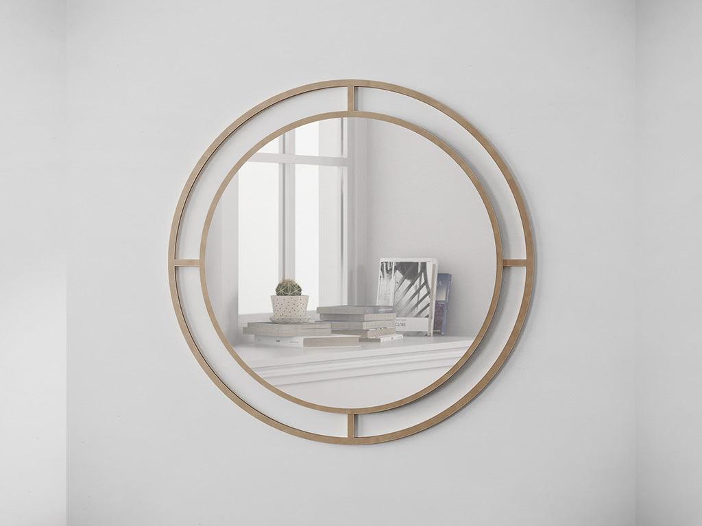Miroir décoratif moderne - cadre rond en métal doré