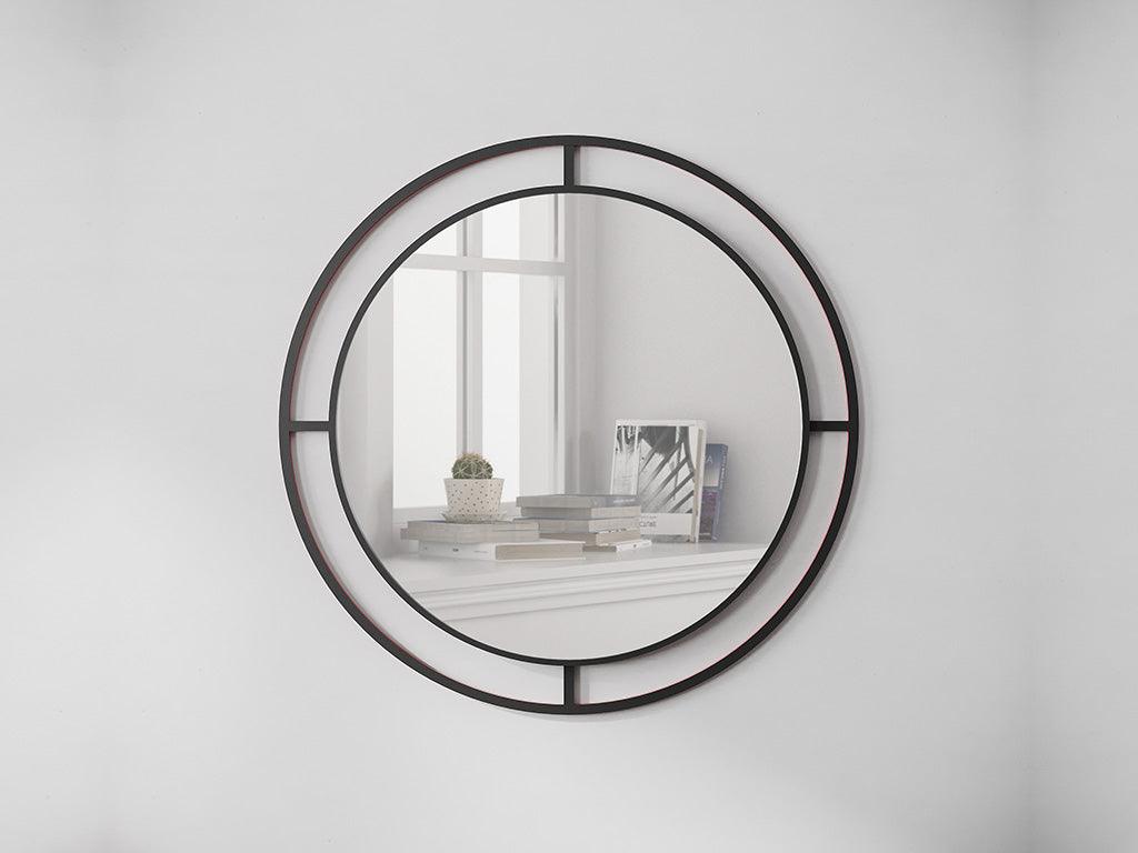 Miroir décoratif moderne - cadre rond en métal noir