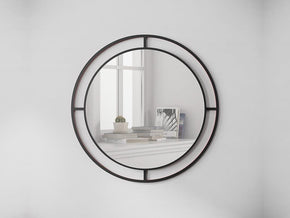 Miroir décoratif moderne - cadre rond en métal noir - Entrée et hall - Meubles de décoration chez GÜZELHOME Maroc