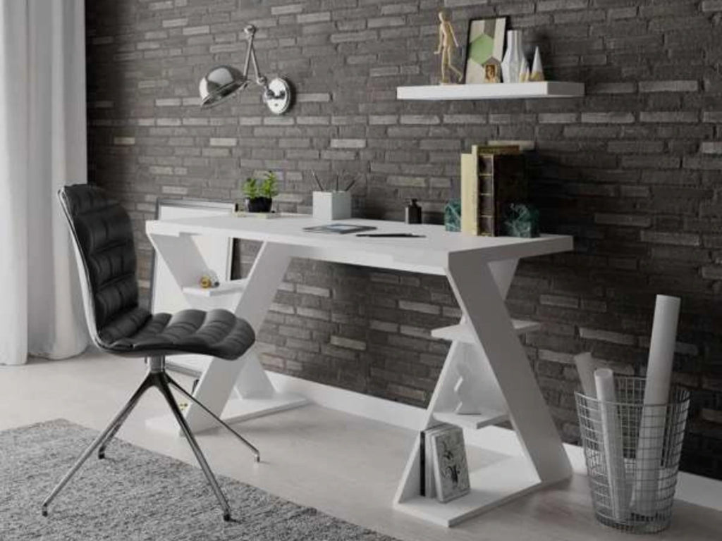 Bureau PAPILLON 137 cm - Blanc - Étude et Travail