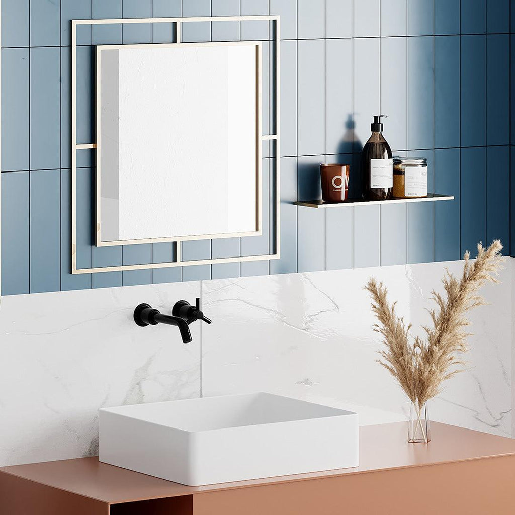 Miroir décoratif moderne - cadre en métal doré