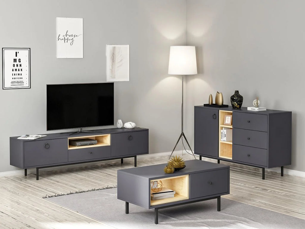 Ensemble BARS  Anthracite (Console+Meuble TV +Table Basse)