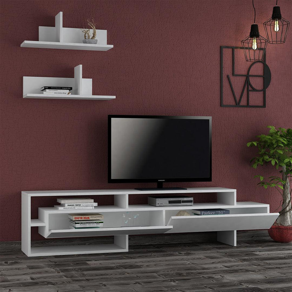 Ensemble de Meuble TV moderne GARA 180cm - Blanc