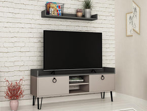 Ensemble de Meuble TV KEDAY 140cm - Beige Mocha et Gris Anthracite - Meubles de décoration chez GÜZELHOME Maroc