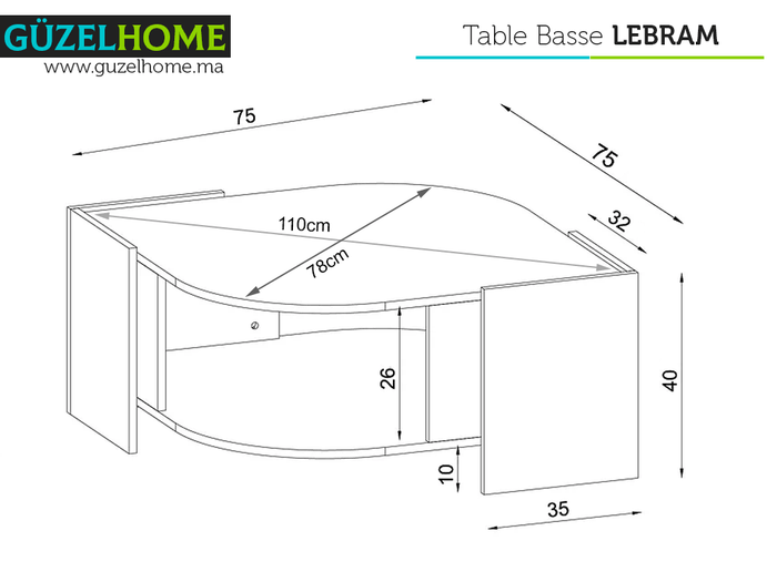 Collection séjour LEBRAM - Table Basse+ 2 tables d'appoint