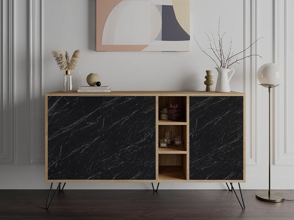 Console Buffet d'entrée CLARA 142 cm - Chêne et effet marbre