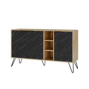 Console Buffet d'entrée CLARA 142 cm - Chêne et effet marbre — vue alternative