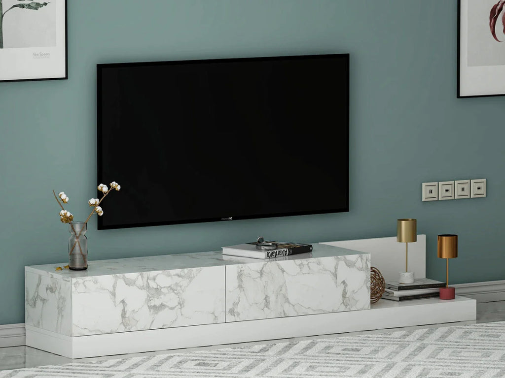 Ensemble Marbre -Blanc (Table Basse VERA + Meuble TV Major ORMA)