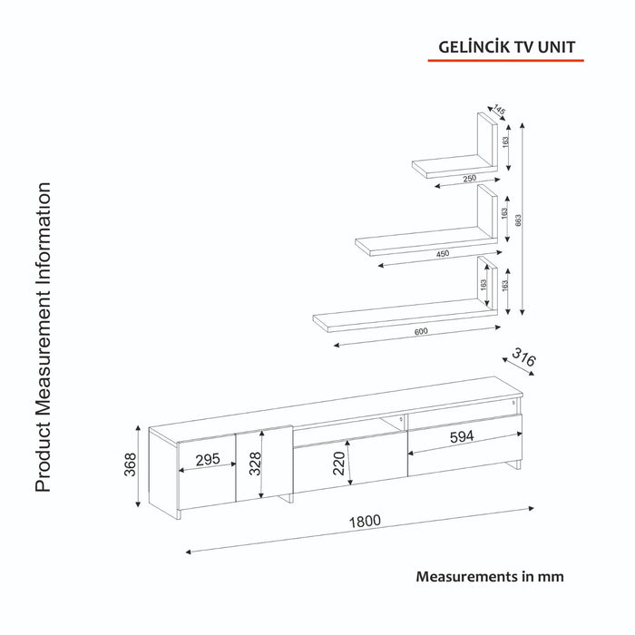 Meuble TV GELINCIK 180cm