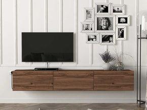 Meuble TV suspendu bois noyer maroc