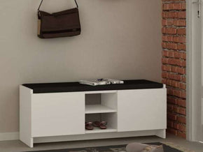 Meuble chaussures ZULLA avec assise blanc rangement compartiments coin tiroir table kit decoration interieur ameublement salon Maroc Tanger Berkane Nadore