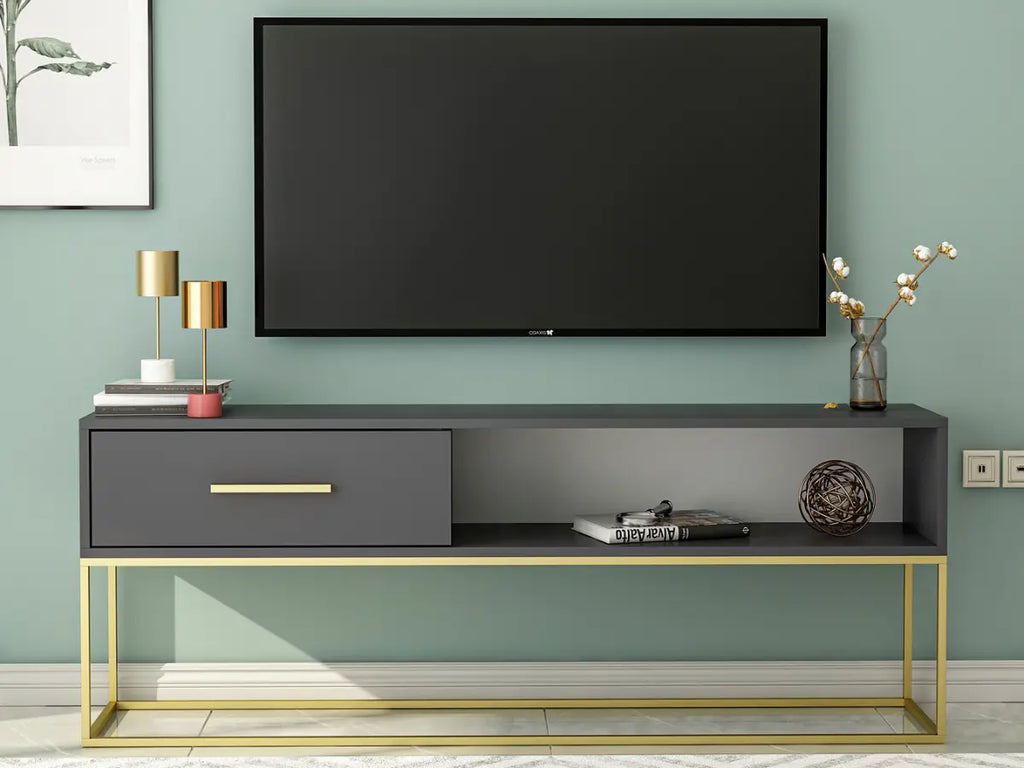 Meuble TV MIRA Anthracite-Or