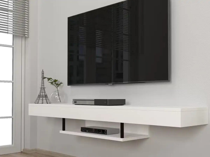 Meuble TV Suspendu en bois ALBERES 150 cm - Blanc